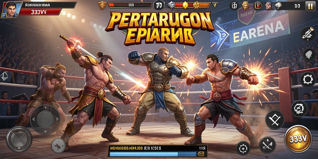 Screenshot utama 333V menampilkan aksi bertarung yang intens dan menegangkan.