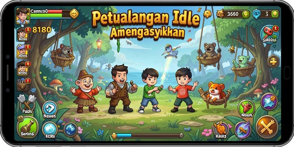 Tampilan gameplay Idle yang menarik dan interaktif.