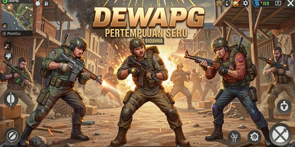 Screenshot DEWAPG menampilkan aksi seru gameplay Battle Royale.