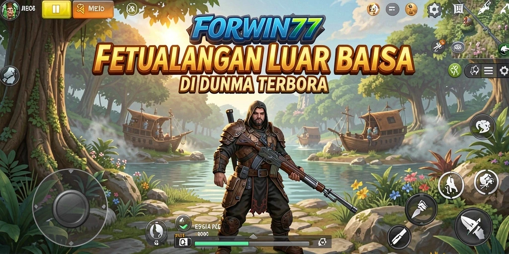 Tangkapan layar gameplay yang menunjukkan petualangan di dunia terbuka FORWIN77.