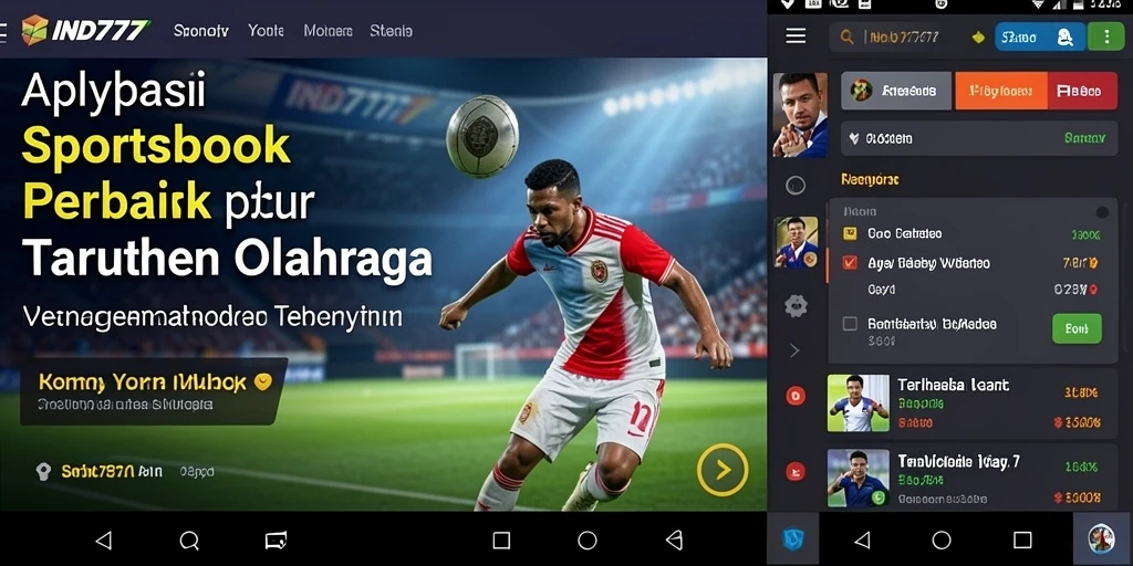 Screenshot menunjukkan antarmuka aplikasi Sportsbook yang menarik dan interaktif.