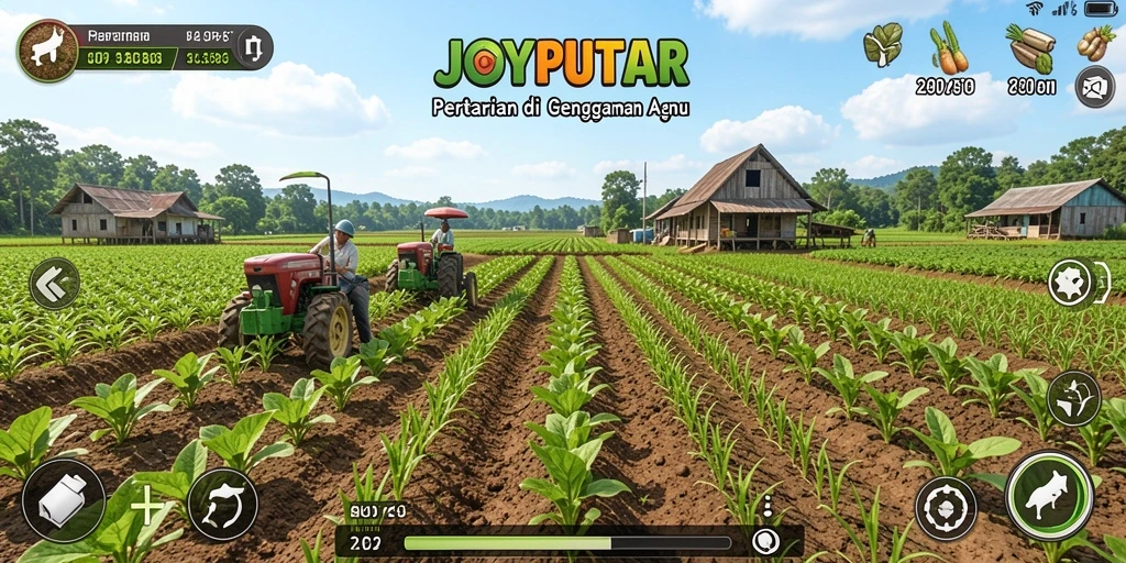 Tampilan gameplay <strong>JOYPUTAR</strong> yang menarik dengan aktivitas pertanian yang seru.