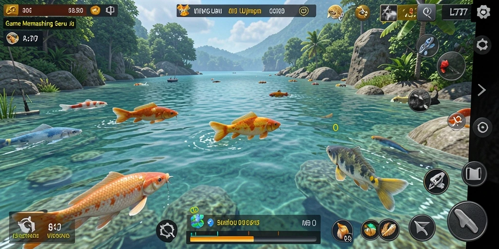 Tampilan gameplay L777 yang menarik saat memancing di lautan.