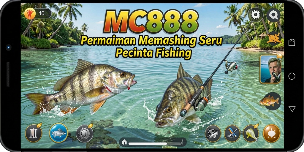 Tampilan aksi memancing seru dalam gameplay MC888.
