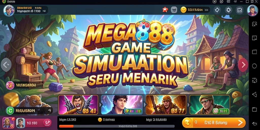 Screenshot gameplay <strong>MEGA888</strong> yang menunjukkan interaksi karakter dalam dunia Simulation.