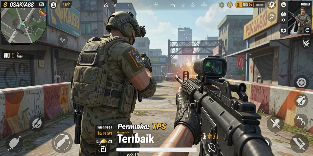 Gameplay OSAKA88 yang intens dan mendebarkan saat aksi tembak-menembak.