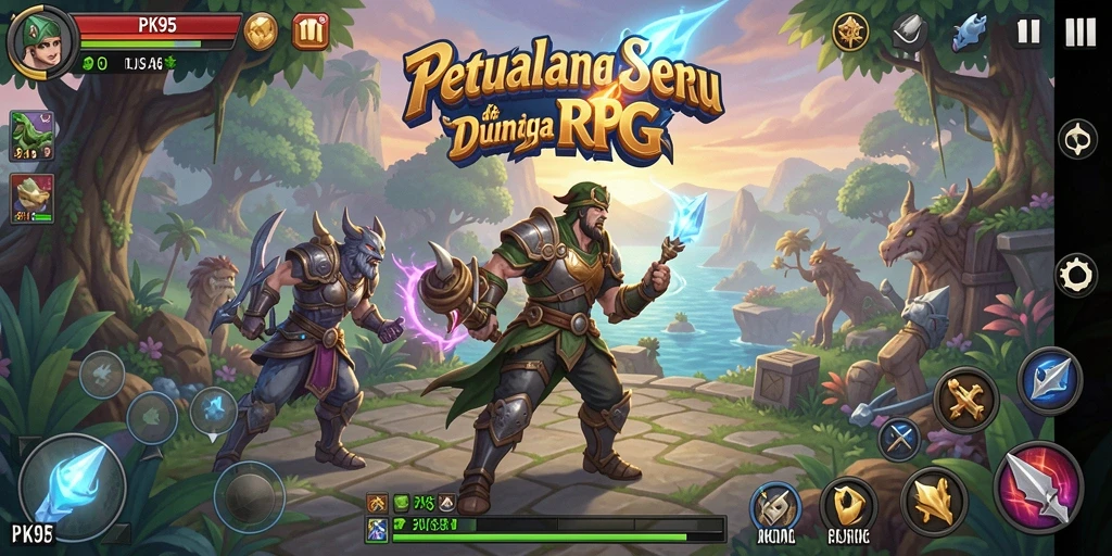 Gameplay PK95 menampilkan pertarungan epik dan eksplorasi dunia yang luas.