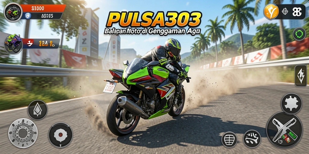 Screenshot PULSA303 menampilkan aksi balapan motor yang mendebarkan.
