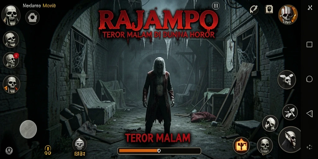 Tangkapan layar gameplay menunjukkan suasana mencekam dalam RAJAMPO.