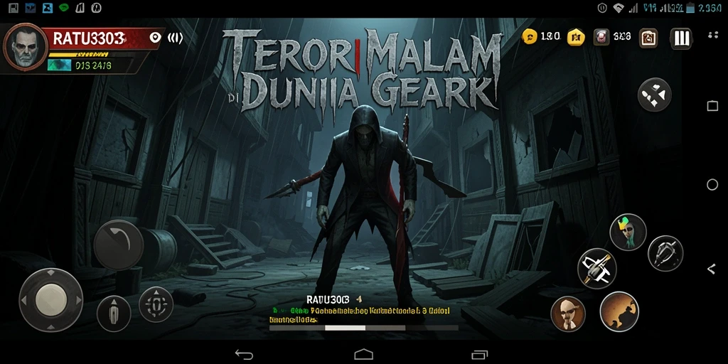 Tangkapan layar gameplay menampilkan suasana menyeramkan dari RATU303.