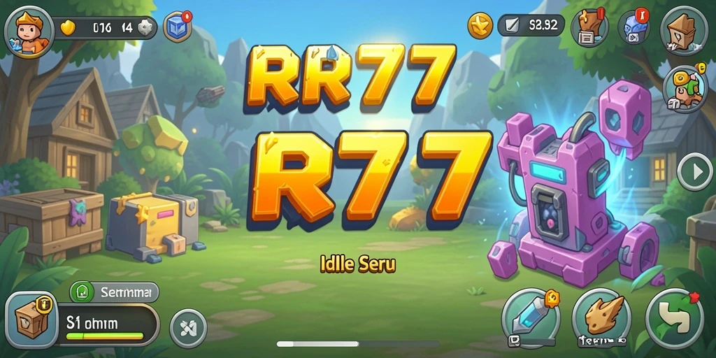 Gameplay seru RR777 yang menampilkan karakter aktif berkumpul sumber daya.