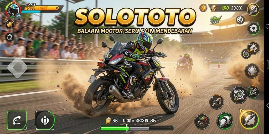 Gameplay seru balapan motor di SOLOTOTO dengan grafik menakjubkan.