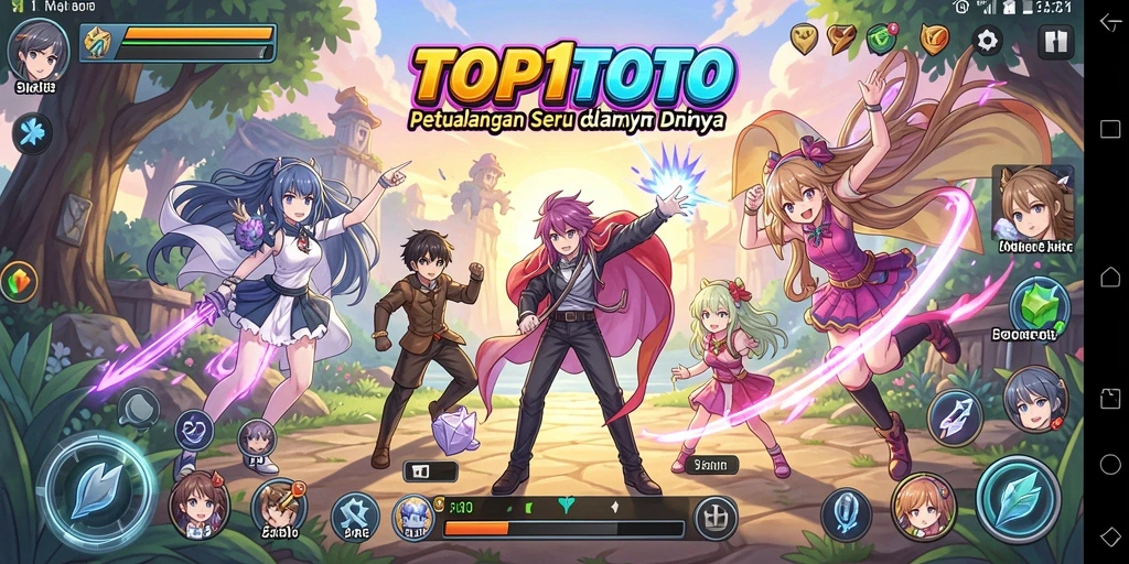 Tampilan seru dari gameplay TOP1TOTO menampilkan karakter anime yang beraksi.