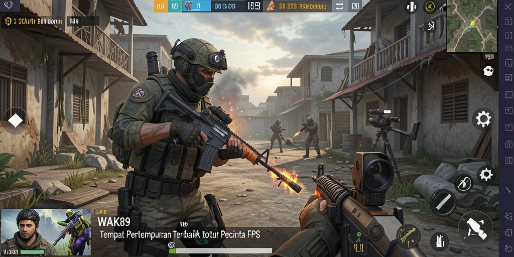 Tampilan gameplay WAK89 yang mendebarkan dengan aksi tembak-menembak.